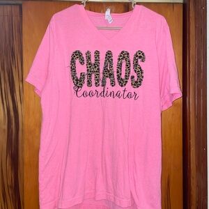 Bella Canvas Pink Leopard Print 'Chaos Coordinator' Tee